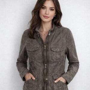 SW3 Bespoke NWT UK Colney Triple Zip Leather Bomber Style Jacket  Size Medium